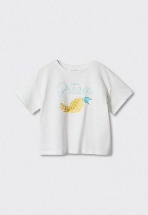 Футболка Mango Kids. Цвет: белый