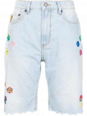 Джинсовые шорты с цветочным принтом Mira Mikati. Цвет: синий