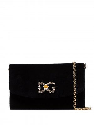 Сумка через плечо с декорированным логотипом Dolce & Gabbana. Цвет: черный