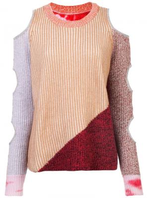 Трикотажный свитер с вырезом Zoe Jordan. Цвет: коричневый