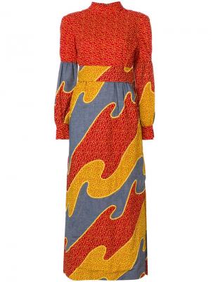 Платье Bonwit Teller с принтом William Vintage. Цвет: красный