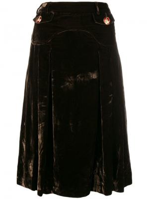 Бархатная расклешенная юбка Dolce & Gabbana Pre-Owned. Цвет: зеленый