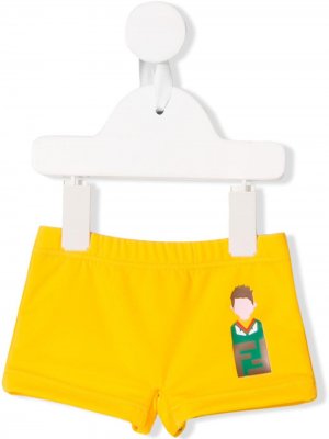 Плавательные шорты с принтом Fendi Kids. Цвет: желтый