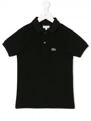 Рубашка-поло с логотипом Lacoste Kids. Цвет: черный