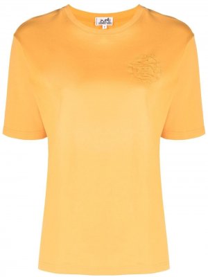 Футболка 2020-го года с вышитым логотипом Hermès. Цвет: оранжевый