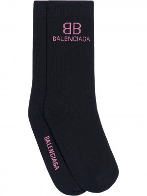 Носки с вышитым логотипом Balenciaga. Цвет: черный