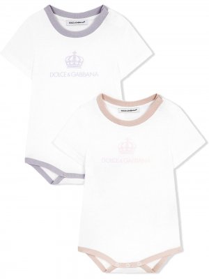 Комплект из двух комбинезонов с логотипом Dolce & Gabbana Kids. Цвет: белый