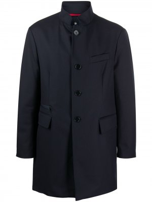 Однобортное пальто миди Fay. Цвет: синий