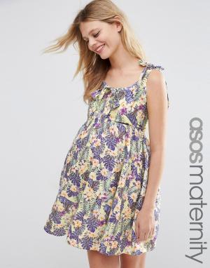 Платье для беременных с цветочным принтом ASOS Maternity. Цвет: мульти