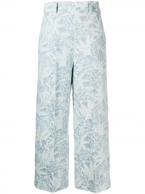Жаккардовые укороченные брюки с цветочным узором MSGM. Цвет: синий