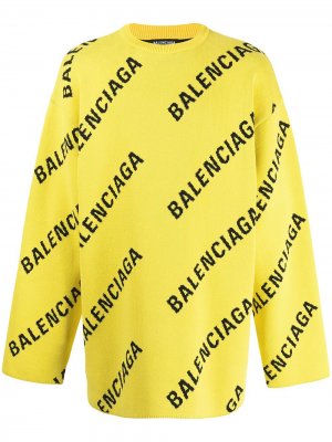 Джемпер оверсайз с логотипом Balenciaga. Цвет: желтый