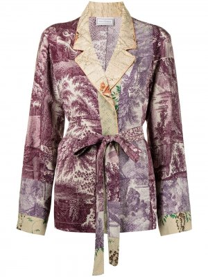 Короткий халат с контрастной вставкой Pierre-Louis Mascia. Цвет: фиолетовый