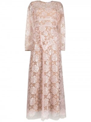 Платье миди с цветочной вышивкой Self-Portrait. Цвет: розовый