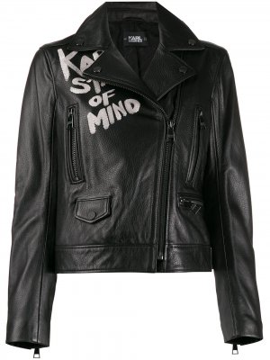 Байкерская куртка с надписью Karl Lagerfeld. Цвет: черный