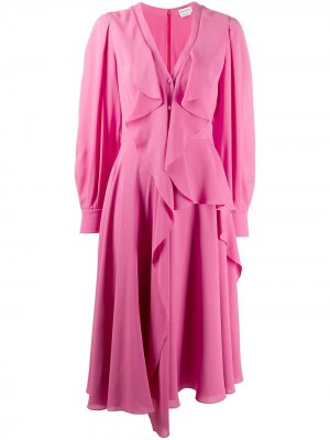 Платье миди с оборками Alexander McQueen. Цвет: розовый