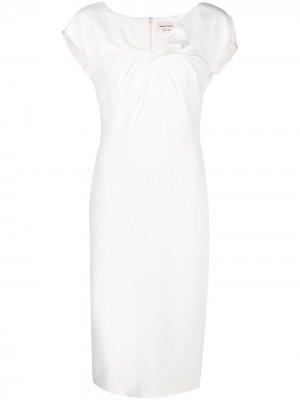 Платье миди с драпировкой Alexander McQueen. Цвет: белый