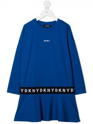 Платье-свитер с логотипом Dkny Kids. Цвет: синий
