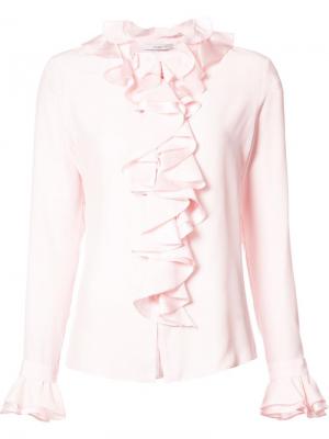 Рубашка Charmeuse Longsleeved Ruffled Tome. Цвет: розовый и фиолетовый