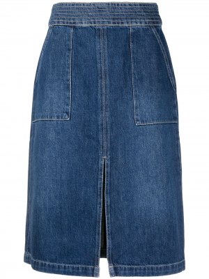 Джинсовая юбка с завышенной талией FRAME. Цвет: синий