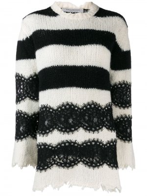 Кружевной свитер в полоску Philosophy Di Lorenzo Serafini. Цвет: черный