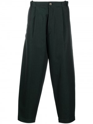 Прямые брюки со складками Société Anonyme. Цвет: зеленый