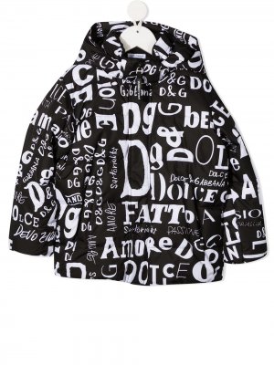 Пуховик с логотипом Dolce & Gabbana Kids. Цвет: черный
