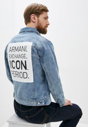 Куртка джинсовая Armani Exchange. Цвет: голубой