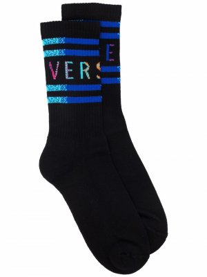Logo-embellished socks Versace. Цвет: черный