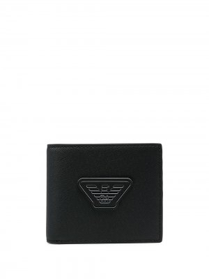 Бумажник с логотипом Emporio Armani. Цвет: черный