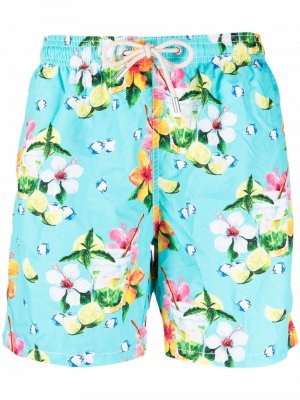 Плавки-шорты с цветочным принтом Mc2 Saint Barth. Цвет: синий