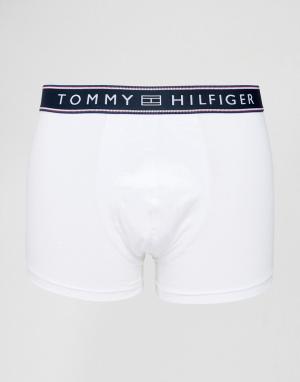 Белые хлопковые боксеры-брифы с логотипом на поясе Tommy Hilfiger. Цвет: белый