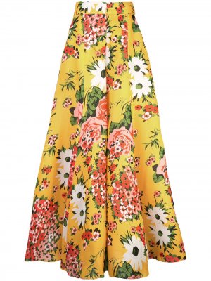 Расклешенные брюки с цветочным принтом Carolina Herrera. Цвет: желтый