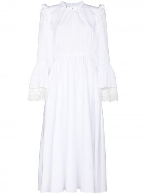 Платье миди с кружевом Giambattista Valli. Цвет: белый