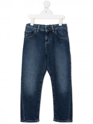 Выбеленные джинсы прямого кроя Emporio Armani Kids. Цвет: синий
