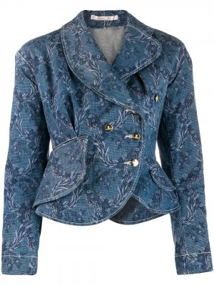 Джинсовая куртка с цветочным принтом Vivienne Westwood Pre-Owned. Цвет: синий