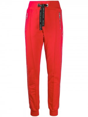 Спортивные брюки с кристаллами Philipp Plein. Цвет: красный