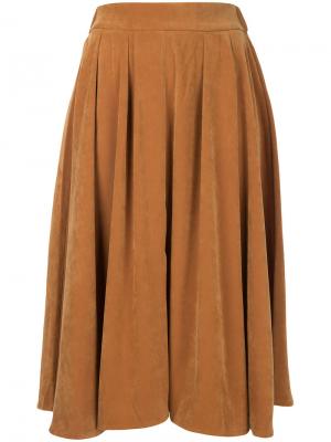 Плиссированная юбка с завышенной талией Cityshop. Цвет: коричневый