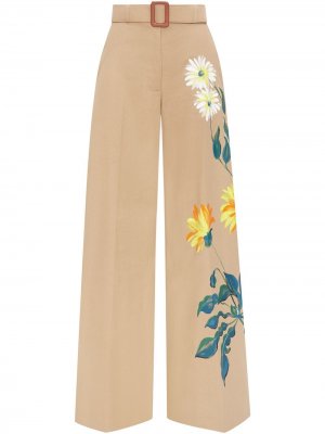 Широкие брюки с цветочным принтом Oscar de la Renta. Цвет: нейтральные цвета