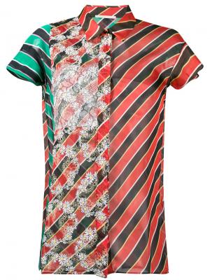 Полосатая рубашка с цветочным принтом Marco De Vincenzo. Цвет: разноцветный