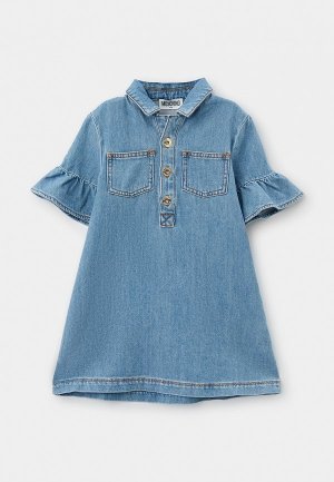 Платье джинсовое Moschino Kid. Цвет: синий