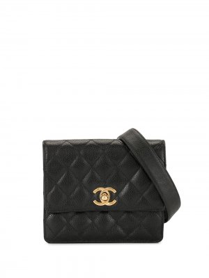 Стеганая поясная сумка 1990-х годов Chanel Pre-Owned. Цвет: черный