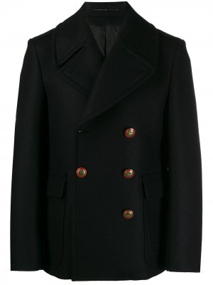 Двубортное пальто с контрастными пуговицами Givenchy. Цвет: черный