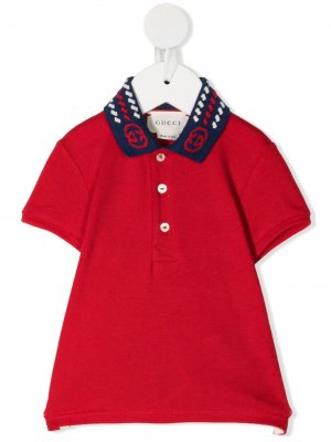 Рубашка поло с контрастным воротником Gucci Kids. Цвет: красный