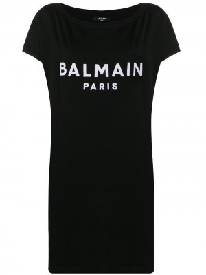 Футболка оверсайз с логотипом Balmain. Цвет: черный