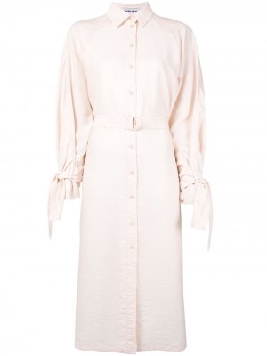 Платье-рубашка длины миди с поясом Kenzo. Цвет: оранжевый