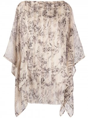Прозрачная блузка с цветочным принтом Etro. Цвет: нейтральные цвета