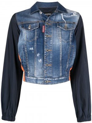 Укороченная джинсовая куртка с полосками Dsquared2. Цвет: синий