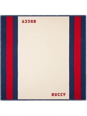 Платок с логотипом Guccy и отделкой Web Gucci. Цвет: нейтральные цвета
