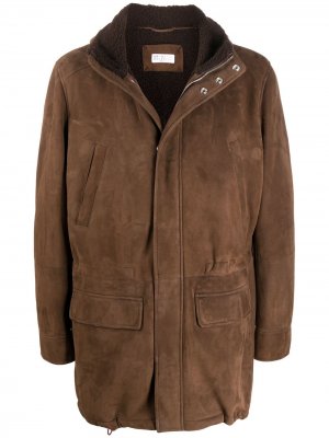 Пальто с капюшоном из овчины Brunello Cucinelli. Цвет: коричневый