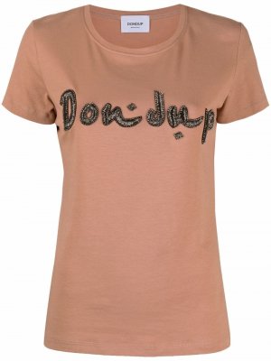 Crystal-embellished logo T-shirt Dondup. Цвет: нейтральные цвета